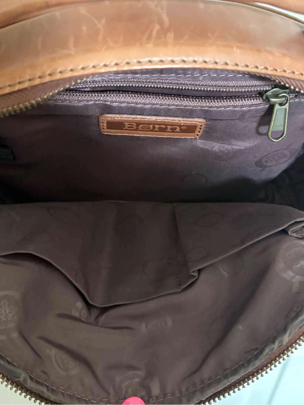 Born Brown Leather Crossbody Bag with Brass Hardware - Picture 3 of 6